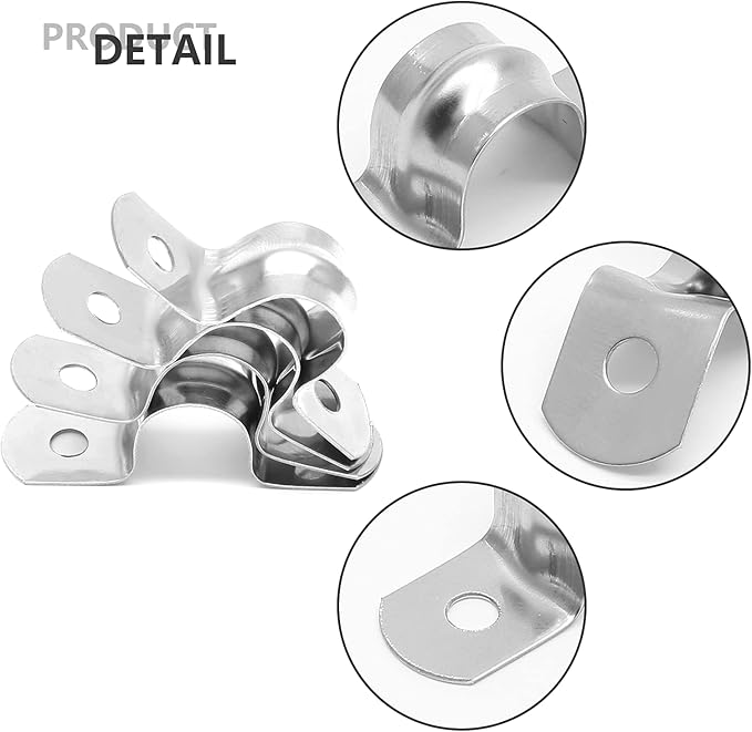 20Pcs 3/4 Inch Stainless Steel Conduit Clamps, Two Hole Strap U Bracket Rigid Pipe Strap Metal U Clamp Conduit Strap Tension Clips U-tube Clamp Heavy Duty