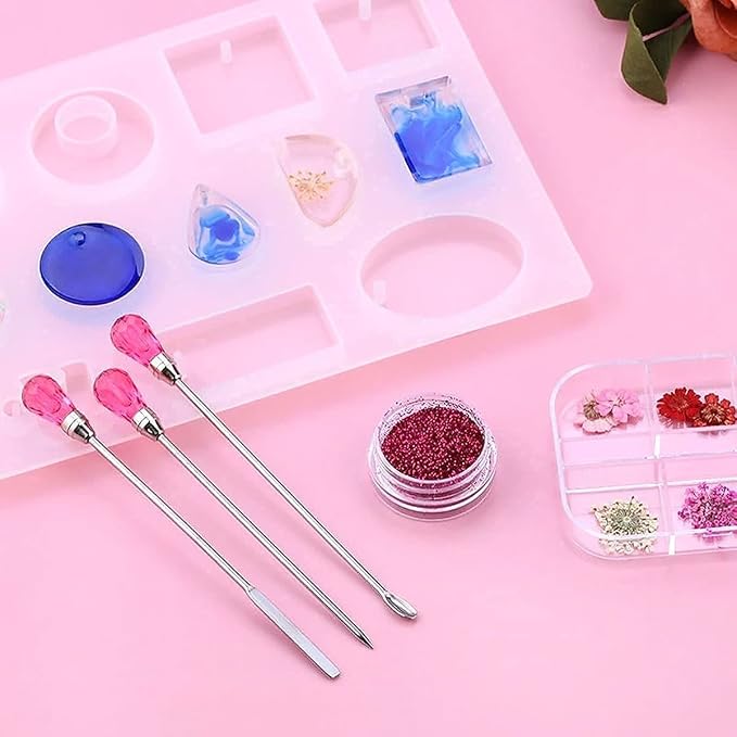 11 Pcs Silicone Resin Mold Tools Set Stirring Needle Spoon Tool Tweezers - Image 4