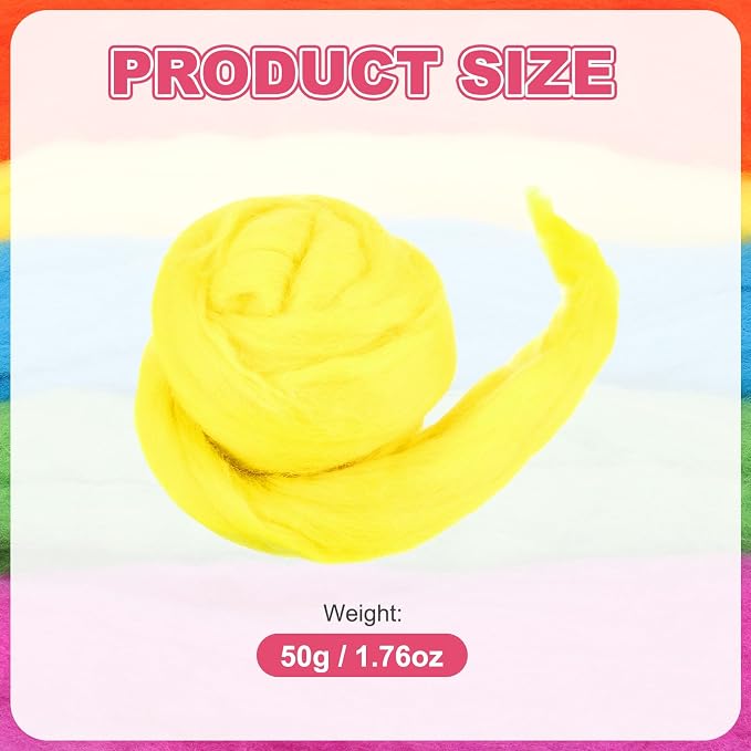 MECCANIXITY Wool Roving Yarn Soft Felting Wool 50g/1.76oz Pure Chunky Roving - Image 2