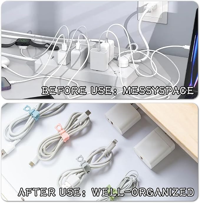 20Pcs Silicone Cable Ties, Reusable Cord management Organizer, High-elasticity - Image 5