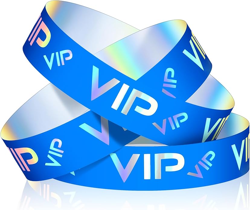 Teling 500 Pack VIP Plastic Wristbands Bracelets Party for Events VIP Custom Wristbands Plastic Bracelets Tear proof Waterproof Wrist Bands Arm Bands for Events Concerts