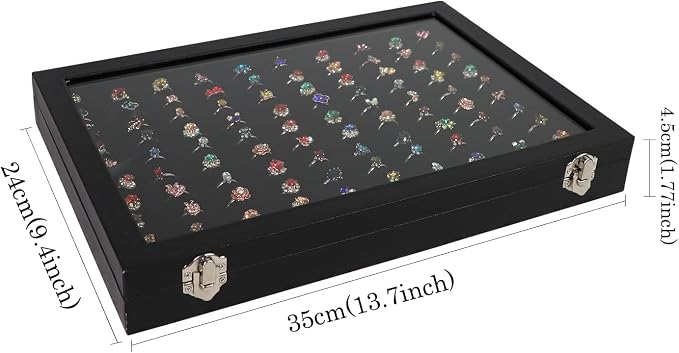 Wudygirl 100 Slot Ring Holder Display Case - Image 6