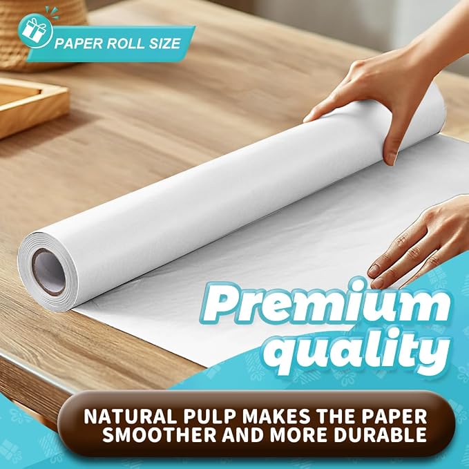 PerkHomy White Kraft Paper Roll 17.5" x 760" - Image 3