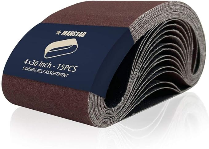 15 Pcs 4 x 36 Inch Assorted Aluminum Oxide Sanding Belt,80/120/150/240/400 Grit