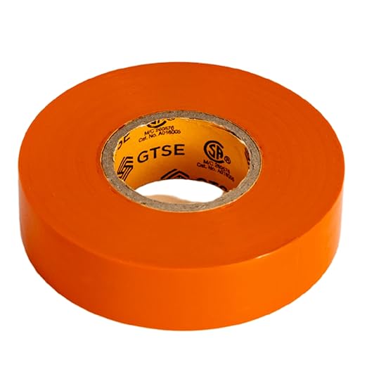 GTSE Orange Electrical Tape, 1 Roll – Waterproof, Industrial Grade Vinyl, 3/4 in x 66ft– Strong Self-Adhesive PVC Electric Tape for Wire Insulation, 7 Mil, 600V – UL/CSA Listed