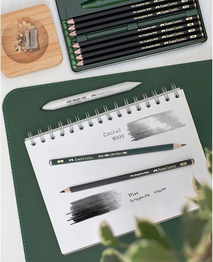 Faber-Castell Pitt Graphite Matte Pencil Set, Metal Tin of 8 Graphite Pencils - Image 6