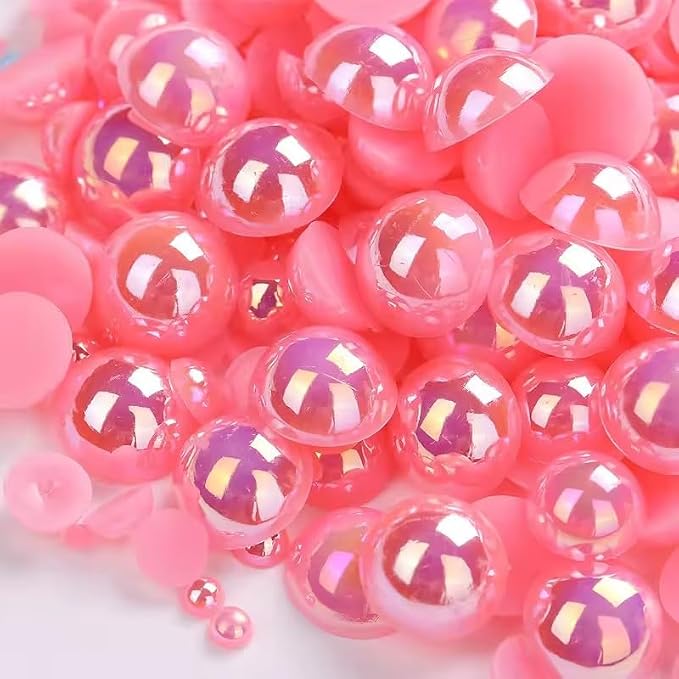 1000PCS Mixed Sizes 3/4/5/6/8/10mm Flatback Half Round Pearls Gems by Unknown