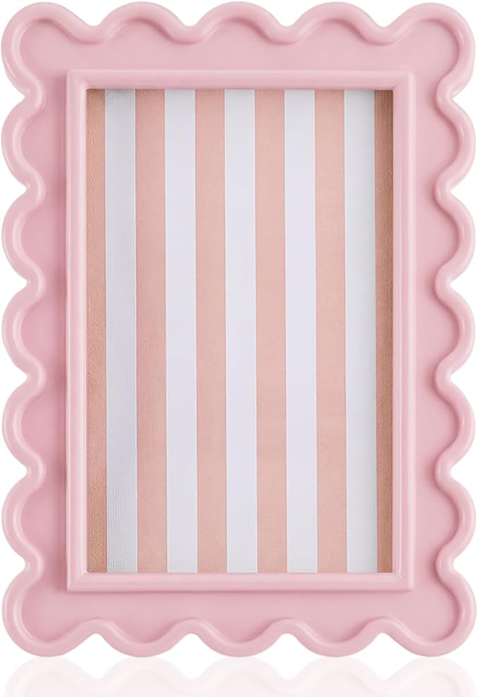 AceOrbit 4x6 Inches Light Pink Flower Wavy Scalloped Picture Frame Cute Wavy by Unknown