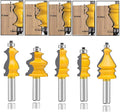 LEATBUY Router Bit Set 5 PCS 1/2-Inch Shank Architectural Molding Corner Round Edge Door Cabinet Shelf Wood Table Woodworking Mill Cutter Tool, Carbide CNC Router(1/2-line)
