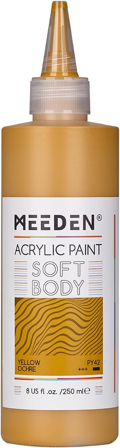 MEEDEN Soft Body Acrylic Paint: Yellow Ochre Matte Finish - 250ml/8.45oz Bulk by MEEDEN