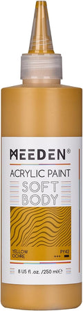 MEEDEN Soft Body Acrylic Paint: Yellow Ochre Matte Finish - 250ml/8.45oz Bulk by MEEDEN
