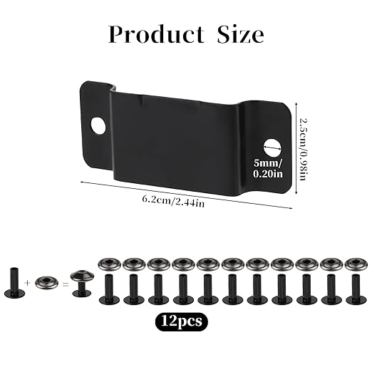 6 Pcs Tape Measure Holder Clip Measuring Tape Holder Metal Measuring Tape Belt Holder Tape Holder for Tool Belt with Rivets Tape Measure Hanging Tape Holder for Easy to Carry Matte Black