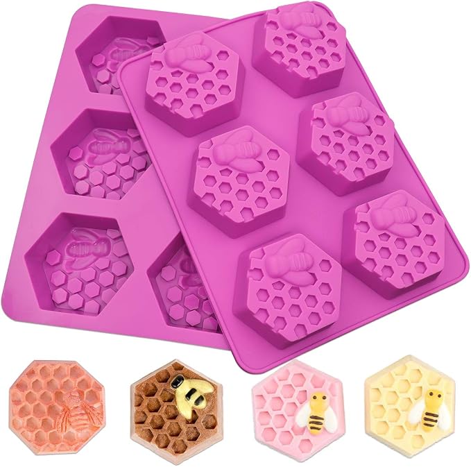 Sakolla 2 Pack Honeycomb Silicone Soap Molds, 6 Cavity Hexagon Bee Silicone by Sakolla