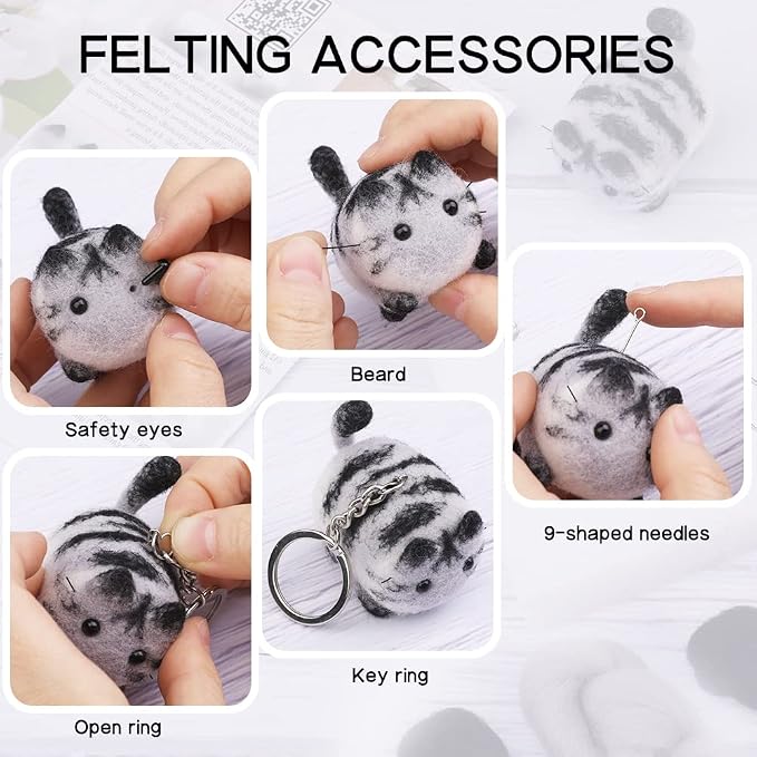 QMNNMA Needle Felting Starter Kit, Animals Needle Felting Set, DIY Wool Felt - Image 4