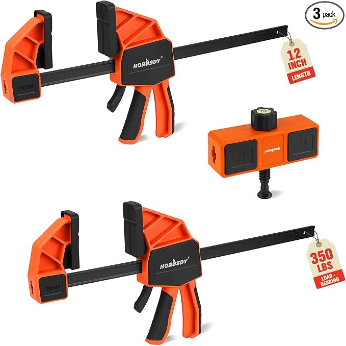 HORUDSY 3-Pack 12-Inch Bar Clamps Set by HORUSDY