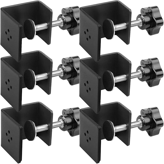6 Pack Heavy Duty C Clamp & Desk Clamp | Wide Jaw Metal Woodworking Clamps, Adjustable Shelf Clamps for Desk Extension/Panel Work (Sturdy Multi-Purpose Clamping Tool)