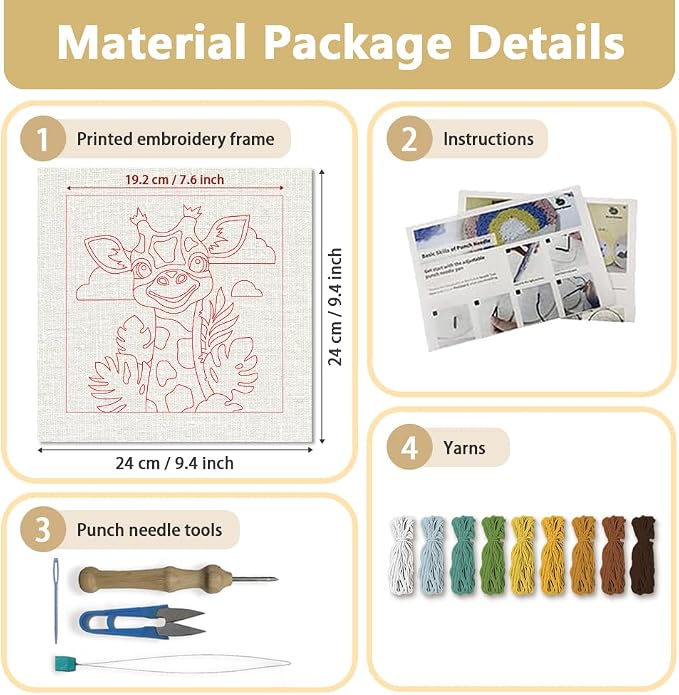 DOODLREAM Giraffe DIY Punch Needle Embroidery Kit - Image 2
