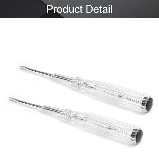 Fielect 15pcs Voltage Tester Voltage Detector Pen Circuit Tester Tool Steel Batch Slotted Test Pencil JRDB-865 AC/DC 100-500V Clear