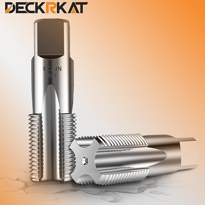 5-Piece NPT Pipe Tap Set, Precision Carbon Steel NPT Tap Thread Cutting Brill Bits Set for Clean Accurate Threads, 1/4" NPT Tap, Perfect for Plumbers Mechanics DIYers, with Durable Plastic Case.