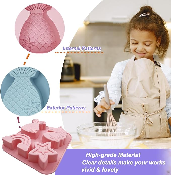 2 Pack Unicorn Molds Silicone 4 Cavity 3D Big Cartoon Themed Baking Mould Tray - Image 4