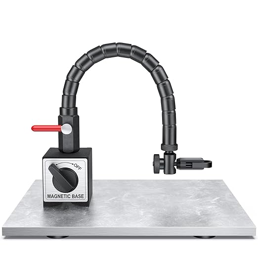 HDLNKAK Indicator Magnetic Base and Flex Arm Combo, 360 Deg Flexible Stem Holder for Digital Dial Indicator Gauge, Premium Disc and Rotor/Ball Joint Gage for Precision Measurements