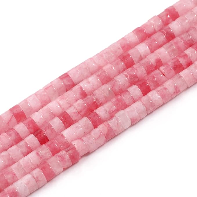 150Pcs 4×2mm Natural Pink White Jade Spacer Stone Beads by Nitopupu