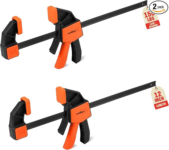 HORUSDY 12'' Bar Clamps for Woodworking, 2PCS Quick F Wood Working Clamps Sets, with 150 LBS Load Limit