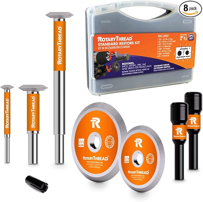 Repair Kits - Faster & Easier to Chase, Restore & Clean Internal or External Threads, All in One Universal Thread Files Set, Inch, Metric, Grooves, Glands, ACME, Buttress Thread