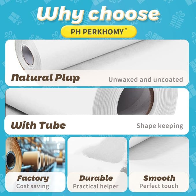PerkHomy White Kraft Paper Roll 17.5" x 760" - Image 6
