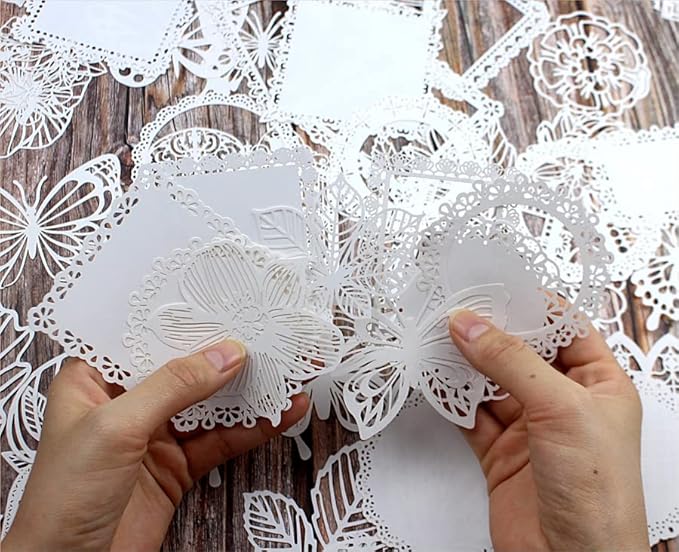 Diuhofart 60Pcs Large Scrapbook Embellishments Frame Lace Paper Cutout - Image 4