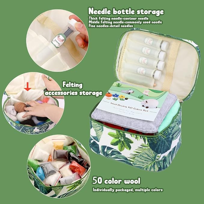 IMZAY Needle Felting Kit, Wool Roving 50 Colors Set - Image 3