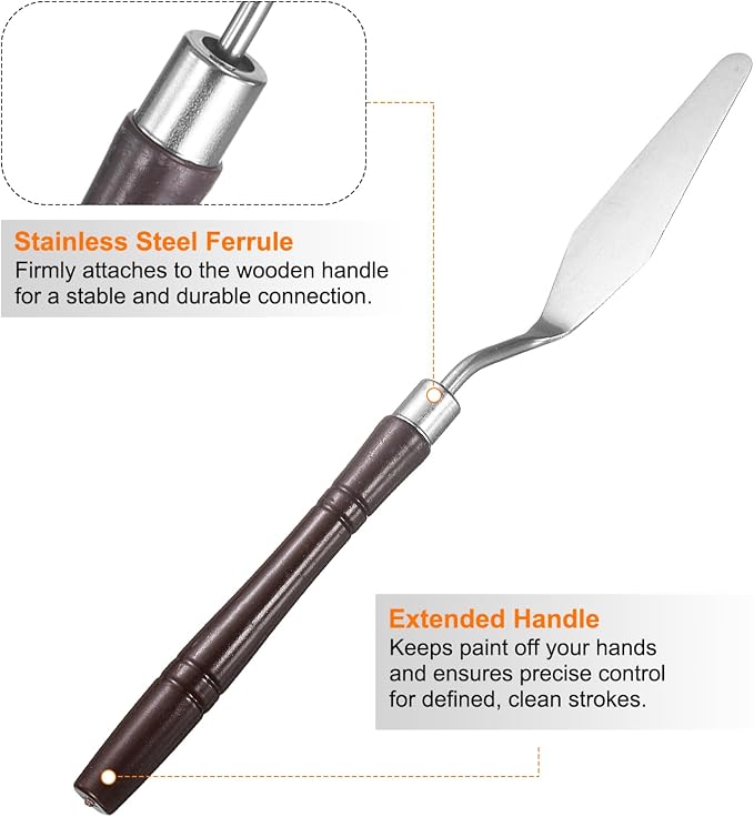 HARFINGTON 8pcs Palette Knife Painting Tool 7.68" Pointed Stainless Steel Blade - Image 4