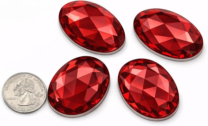 40x30mm Red Ruby H103 Large Flat Back Oval Acrylic Rhinestones Cosplay Costume - Image 2