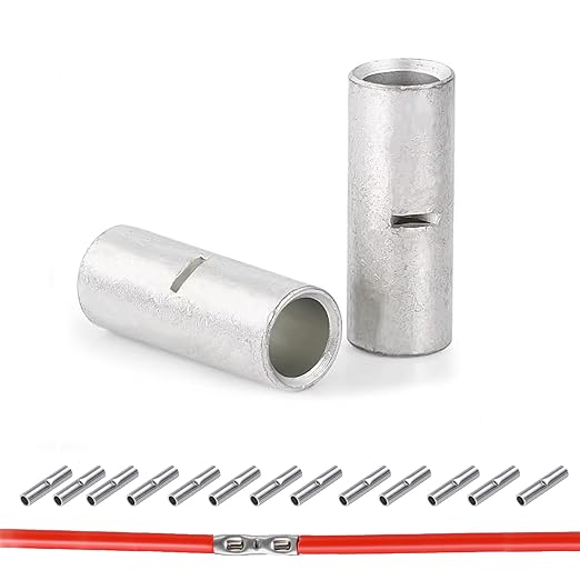 10 PCS Non-Insulated Butt Connectors Kit, AWG #4 Wire Ferrules, Electrical Wire Connectors Crimp Ferrule Terminals Kit-BN22