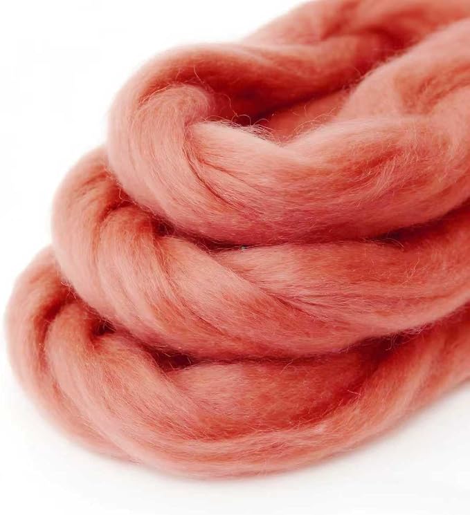 3.4oz Needle Felting Wool Red-Brown, Wool Roving - Image 3