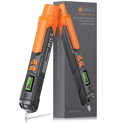 Neoteck Voltage Tester/Non Contact Voltage Tester 12-1000V/48-1000V Adjustable Sensitivity AC Voltage Detector Tester Pen Live/Null Wire Tester with LCD Display Buzzer Alarm Wire Breakpoint Finder