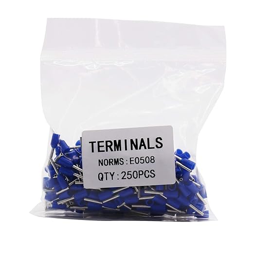 Fidioto AWG22 Wire Ferrules Terminals, 250pcs AWG22 Terminal Connector Wire Insulated Cord Pin Ends Terminals for Electric, Industrial, Chemical Industry, Power Control System, etc.