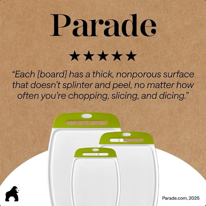 GORILLA GRIP BPA-Free Reversible Kitchen Cutting Board Set of 3, US Designed - Image 9