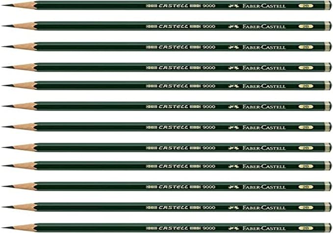 Faber-Castell Pencils, Castell 9000 Graphite art 2B pencils by Faber-Castell