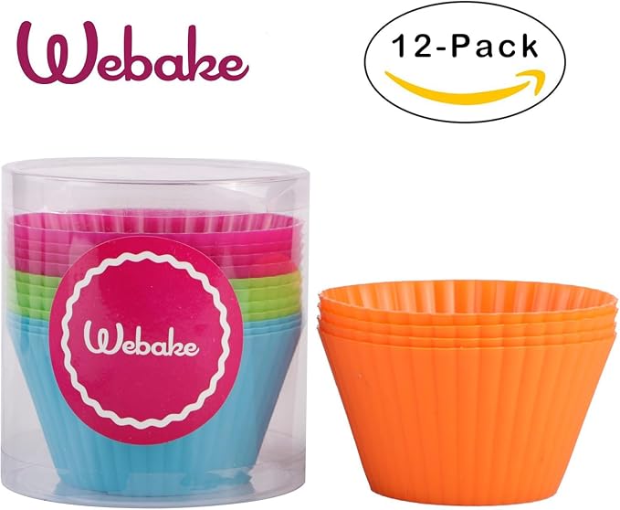 Webake Jumbo Silicone Muffin Cups, 3.5 Inch Nonstick Cupcake Liners 12-Pack | - Image 2