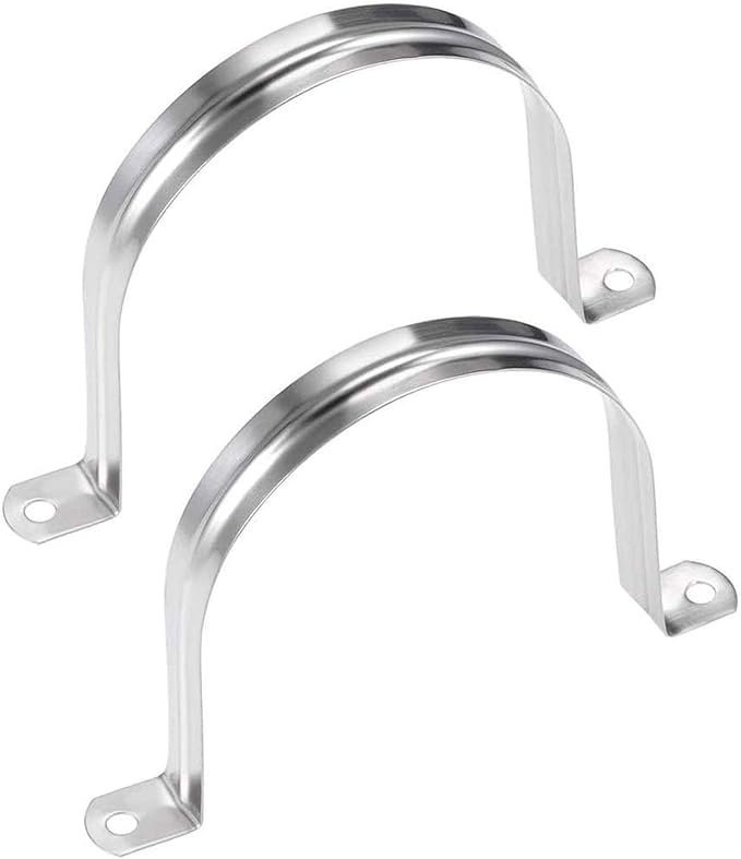 2 Pcs 8inch Rigid Pipe Strap,Two Hole Stainless Steel Strap U Bracket, Widened Tube Strap Tension Clip Assortment Kit Heavy Duty Pipe Clamp（219mm）