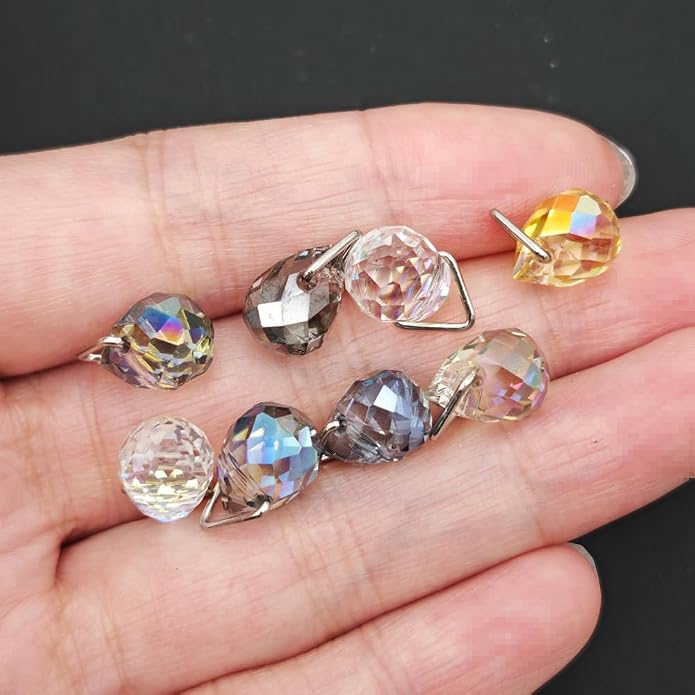INSPIRELLE 120 Pieces Crystal Teardrop Charms Multicolor Glass Faceted - Image 3