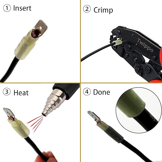 550Pcs Waterproof Heat Shrink Wire Connectors Kit, Automotive Electrical Connector Terminals Kit, Butt Fork Ring and Spade Crimp Connectors Assortment (22-10AWG)