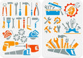 2pcs 11.69"x8.27" Tool Wall Stencil Templates Mechanical Tools Reusable Plastic by Doodlream