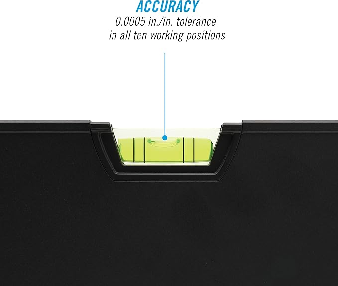 CHANNELLOCK 24-Inch, Professional-Grade Magnetic Aluminum Box Level with Solid Block Acrylic Vials, 5200-0024M