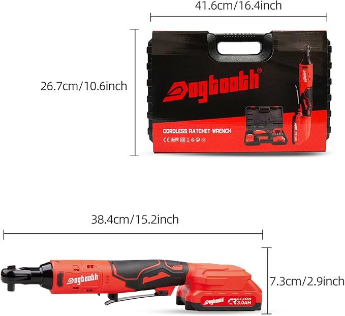 dogtooth Cordless Electric Ratchet Wrench Set, 45Ft-lbs, 400 RPM, Brushless,Variable Speed Trigger,Compatible with Makita 18V Battery, 2 * 2.0 Ah Battery And Charger in Carryin Box