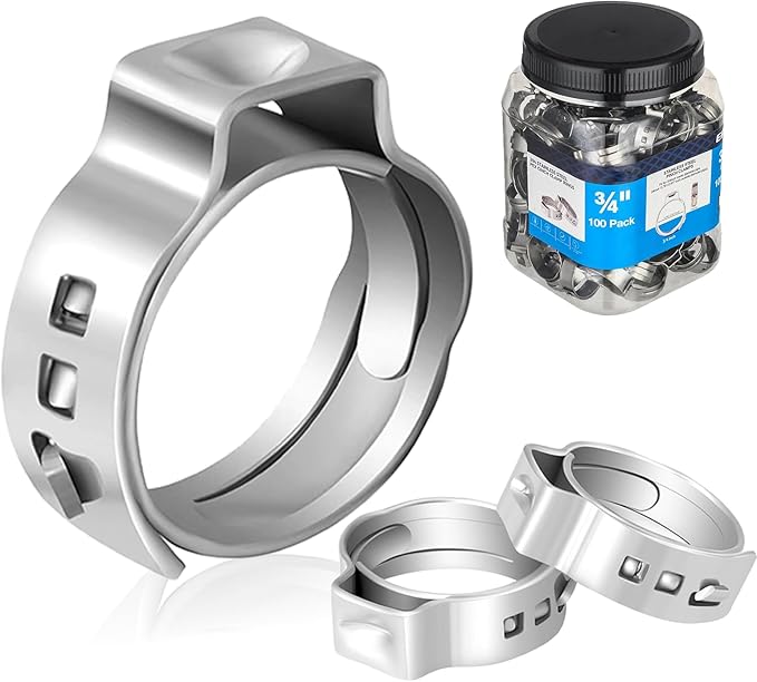 200-PCs HeSun 3/4 Inch PEX Crimp Ring, Premium 304 Stainless Steel Pex Cinch Clamp Ring(CLAMP010-200)