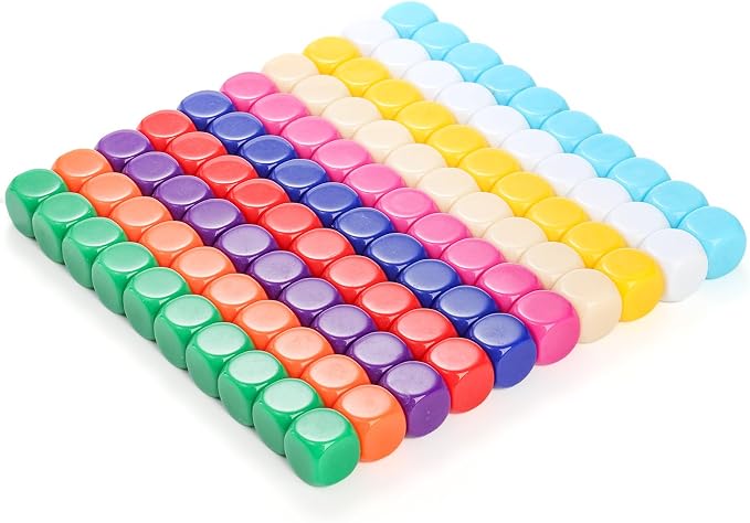 Noamus 100 Pieces Blank Dices, 16MM Acrylic Colored Dice Cubes, Six Sided Bulk - Image 3