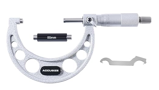 Accusize Industrial Tools 50-75mm by 0.01mm Ultra-Precision Outside Micrometer, EG00-0075