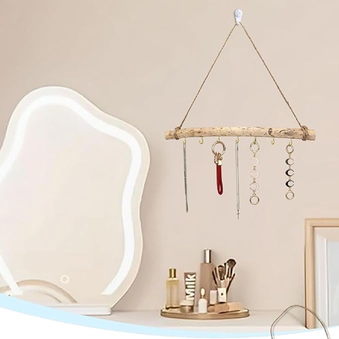 2 Pcs Decorative Floating Wall Shelves Coat Hooks Driftwood Branch Hook Branch - Image 3